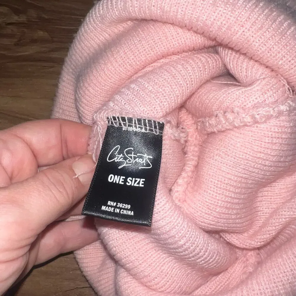 Girls Pink Pom-Pom Eyelash Beanie – One Size